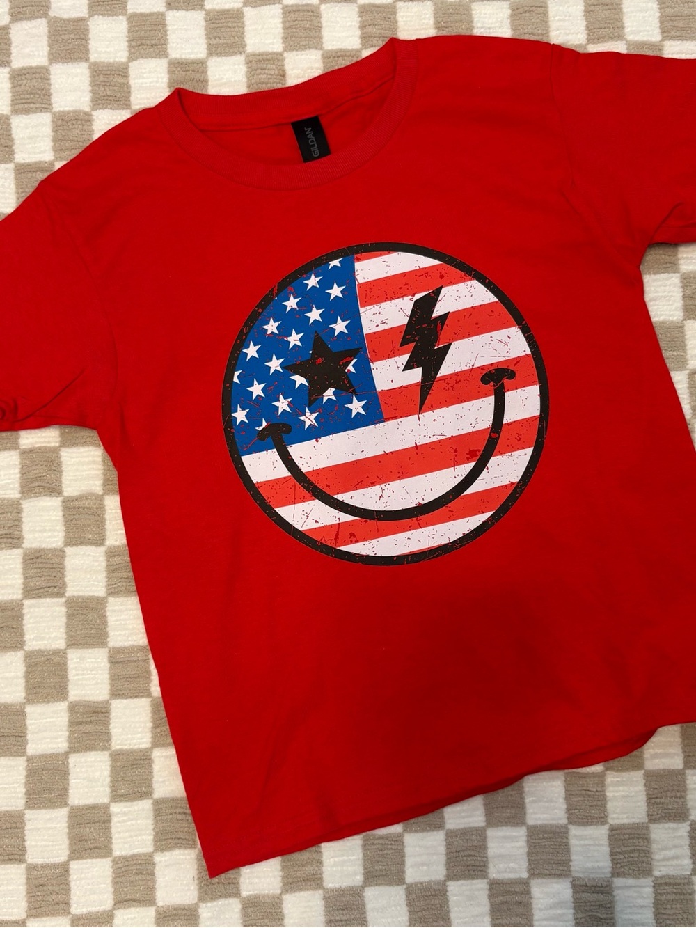 Kids Red Flag Smile Graphic Tee